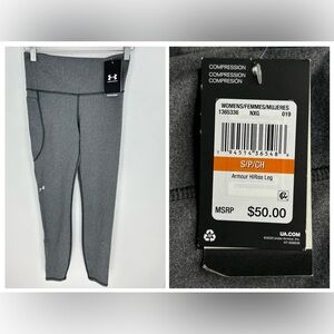 Under Armour NWT HiRise‎ Compression Leggings Size Small Charcoal Light Heather